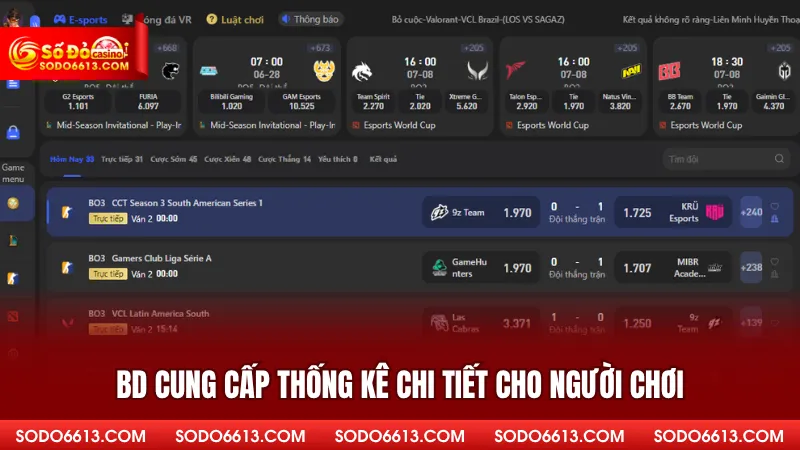 BD cung cấp thống kê chi tiết cho người chơi