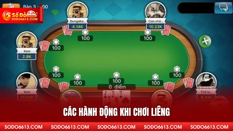 Các hành động khi chơi Liêng