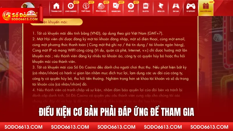 Điều kiện cơ bản phải đáp ứng để tham gia