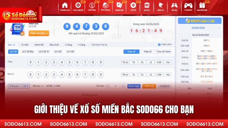 Giới thiệu về xổ số miền Bắc sodo66 cho bạn