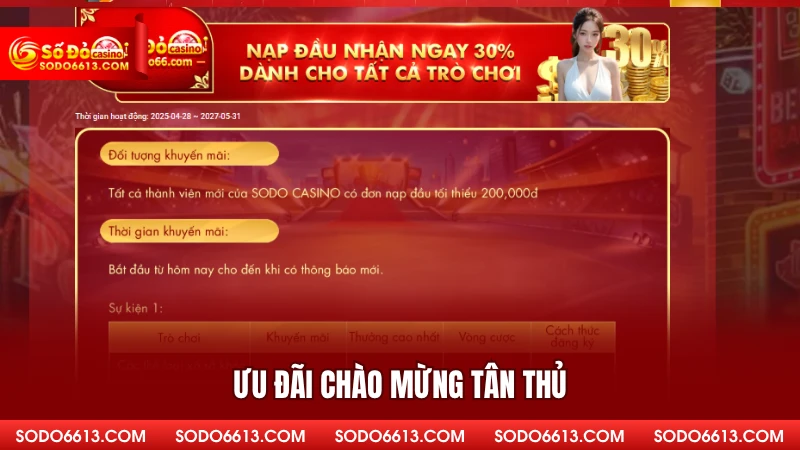 Ưu đãi chào mừng tân thủ